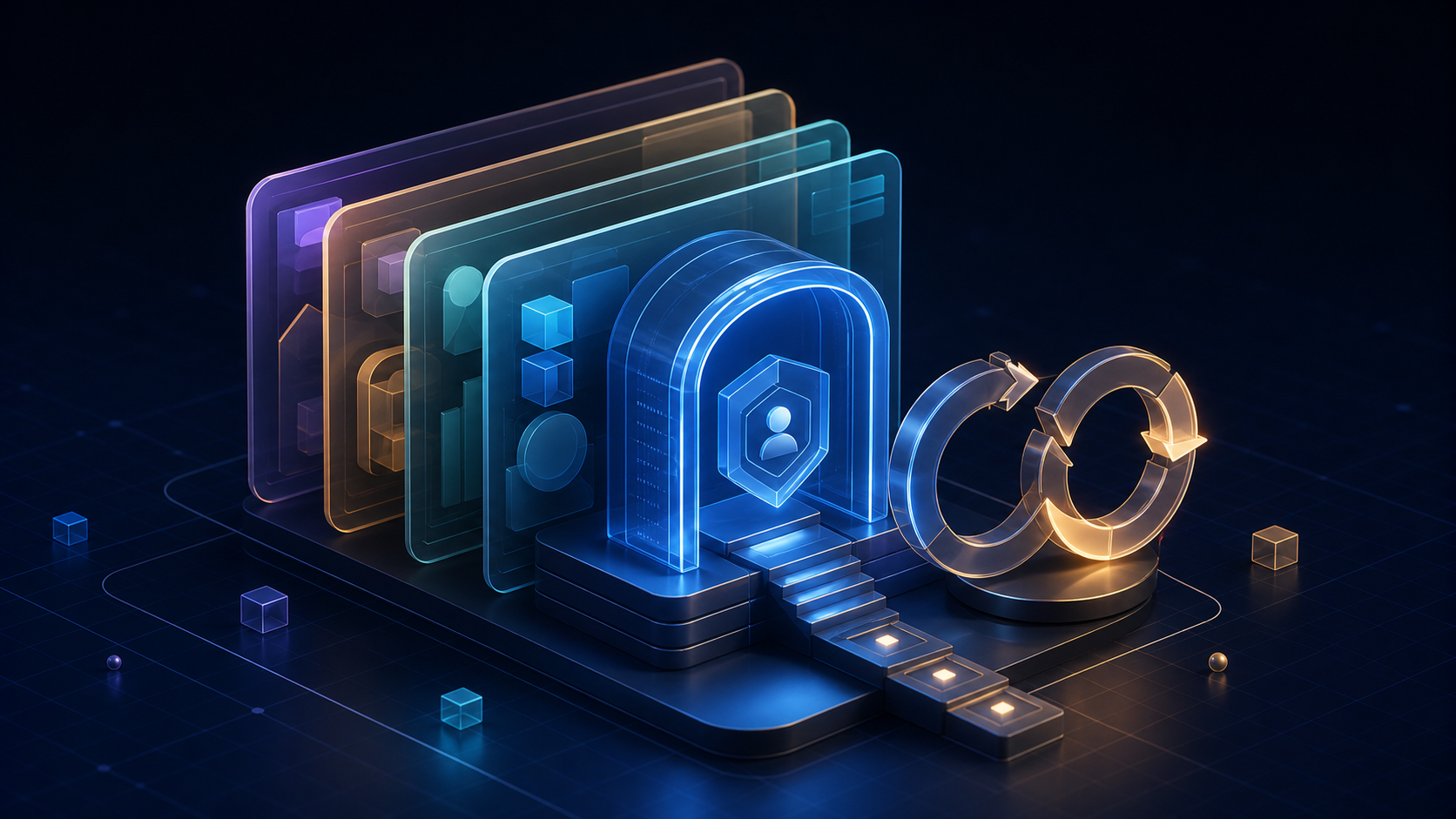 Layered SaaS platform modules arranged around a secure service gateway
